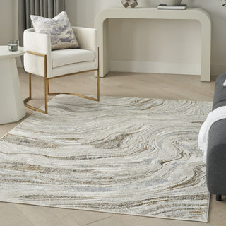 Nourison Glam GLM22 Grey Gold Area Rug Corner Image