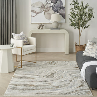 Nourison Glam GLM22 Grey Gold Area Rug Room Image Feature