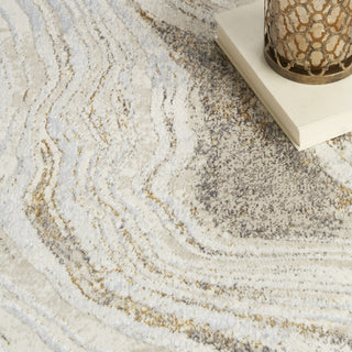 Nourison Glam GLM22 Grey Gold Area Rug Corner Image