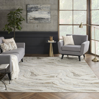 Nourison Glam GLM22 Grey Gold Area Rug Room Image Feature