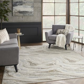 Nourison Glam GLM22 Grey Gold Area Rug Corner Image