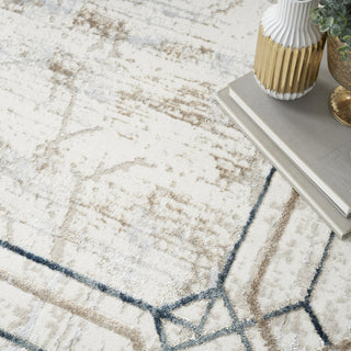 Nourison Glitz GLZ03 Ivory Taupe Area Rug Corner Image