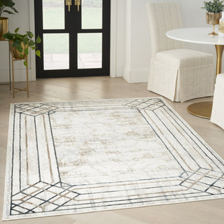 Nourison Glitz GLZ03 Ivory Taupe Area Rug Corner Image
