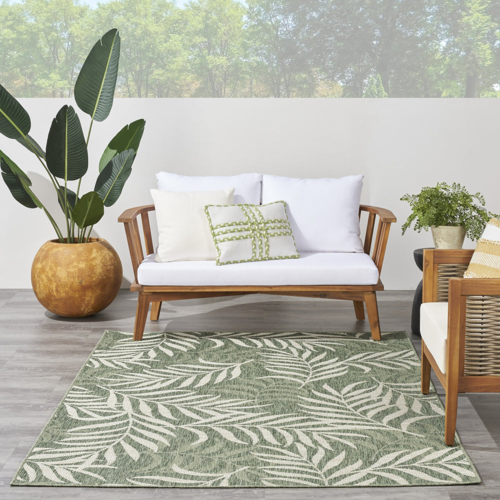 Nourison Garden Oasis GOA01 Green Ivory Area Rug Room Image Feature