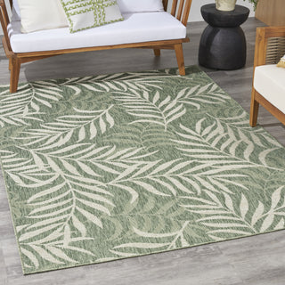 Nourison Garden Oasis GOA01 Green Ivory Area Rug Corner Image
