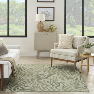 Nourison Garden Oasis GOA01 Ivory Green Area Rug Corner Image