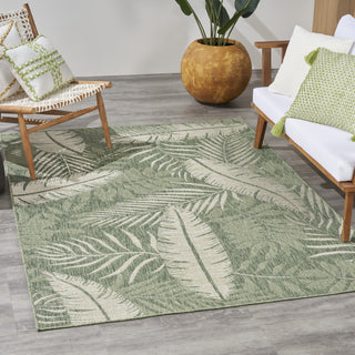 Nourison Garden Oasis GOA02 Green Ivory Area Rug Corner Image