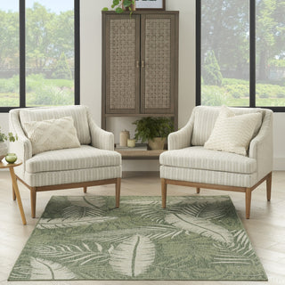 Nourison Garden Oasis GOA02 Green Ivory Area Rug Corner Image