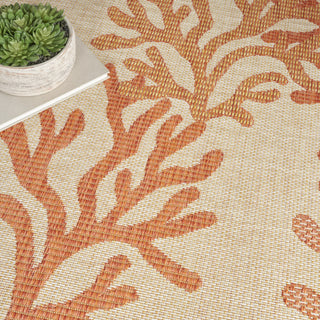 Nourison Garden Oasis GOA05 Coral Area Rug Corner Image