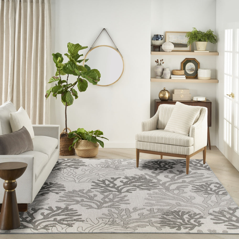 Nourison Garden Oasis GOA05 Grey Area Rug Room Image Feature