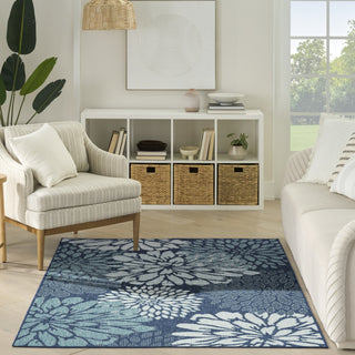 Nourison Garden Oasis GOA06 Navy Area Rug Corner Image