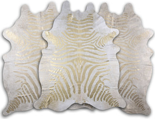 Dekoland Acid Washed Gold Zebra on White Area Rug