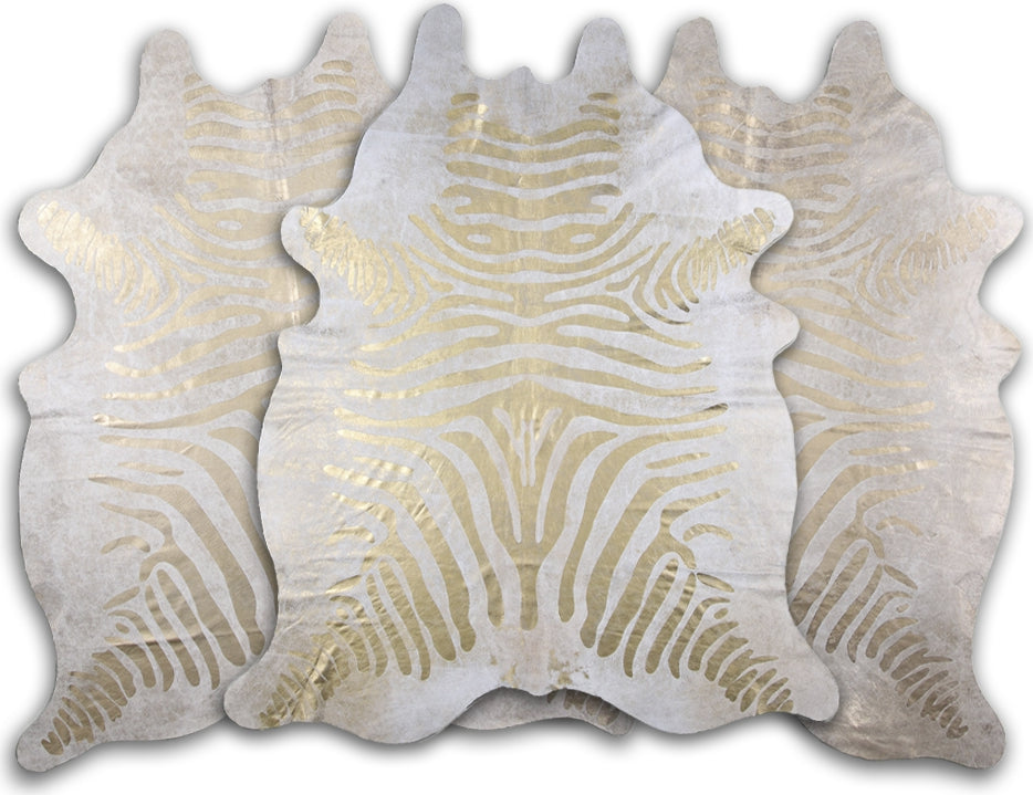Dekoland Acid Washed Gold Zebra on White Area Rug