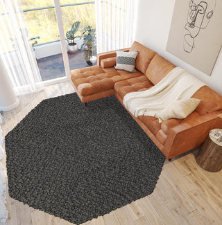 Dalyn Gorbea GR1 Charcoal Area Rug Octagon Lifestyle Image Feature