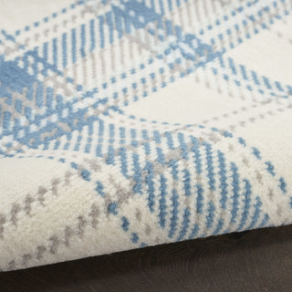 Nourison Grafix GRF03 Ivory Blue Area Rug Corner Image
