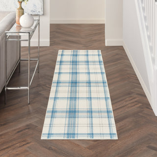 Nourison Grafix GRF03 Ivory Blue Area Rug Corner Image