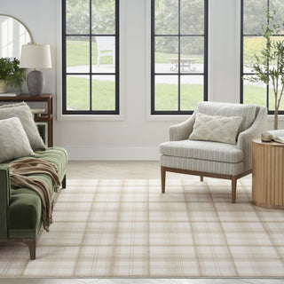 Nourison Grafix GRF03 Ivory Blue Area Rug Room Image Feature