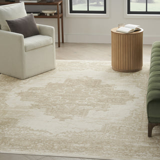 Nourison Grafix GRF14 Ivory Beige Area Rug Corner Image