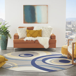 Nourison Grafix GRF21 Grey Area Rug Room Image Feature