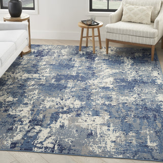 Nourison Grafix GRF38 Navy Blue Area Rug Corner Image
