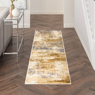 Nourison Grafix GRF40 Beige Blue Area Rug Corner Image