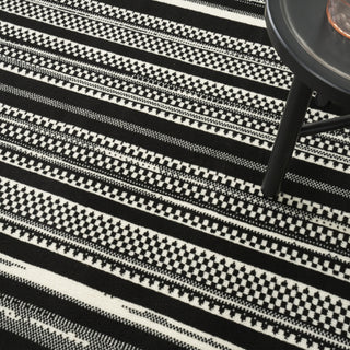 Nourison Grafix GRF41 Black White Area Rug Corner Image