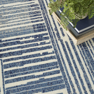 Nourison GRAFIX GRF42 BLUE GREY Corner Image
