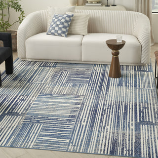 Nourison GRAFIX GRF42 BLUE GREY Corner Image