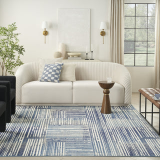 Nourison GRAFIX GRF42 BLUE GREY Room Image Feature