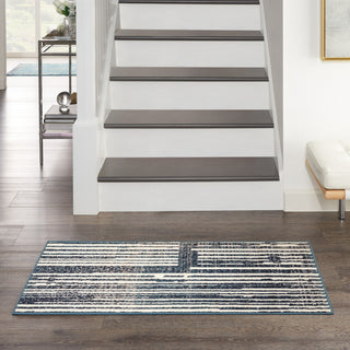 Nourison GRAFIX GRF42 BLUE GREY Corner Image