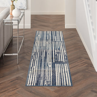 Nourison GRAFIX GRF42 BLUE GREY Corner Image