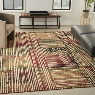 Nourison Grafix GRF42 Brick Multicolor Area Rug Corner Image