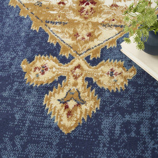 Nourison Grafix GRF43 Navy Gold Area Rug Corner Image