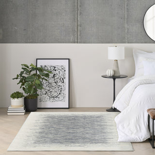 Nourison Grand Street GRN04 Ivory Blue Area Rug by DKNY Corner Image