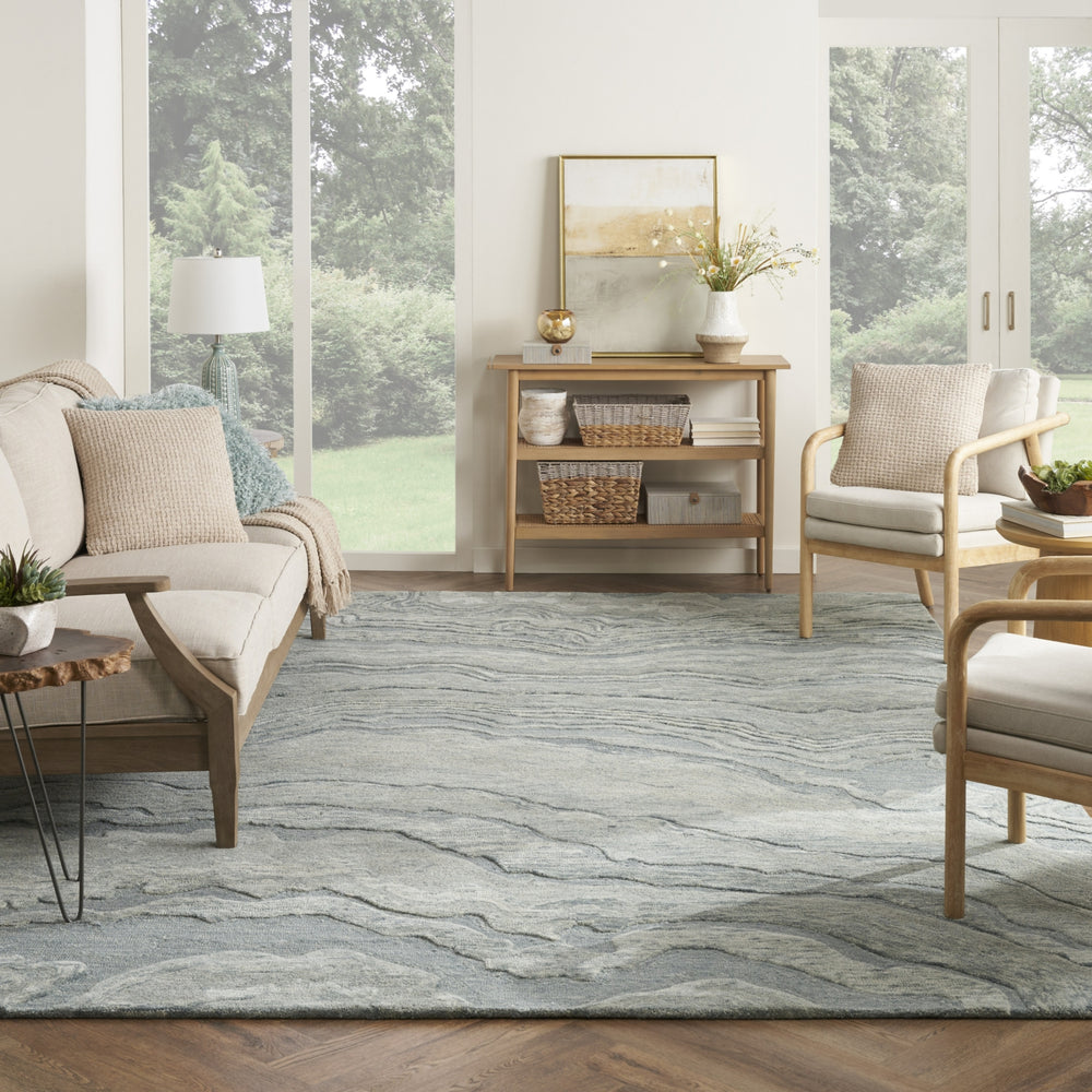 Nourison Graceful GRU01 Blue Area Rug Room Image Feature