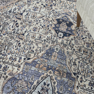 Nourison Grand Washables GRW05 Ivory Blue Area Rug Corner Image