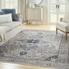 Nourison Grand Washables GRW05 Ivory Blue Area Rug Corner Image