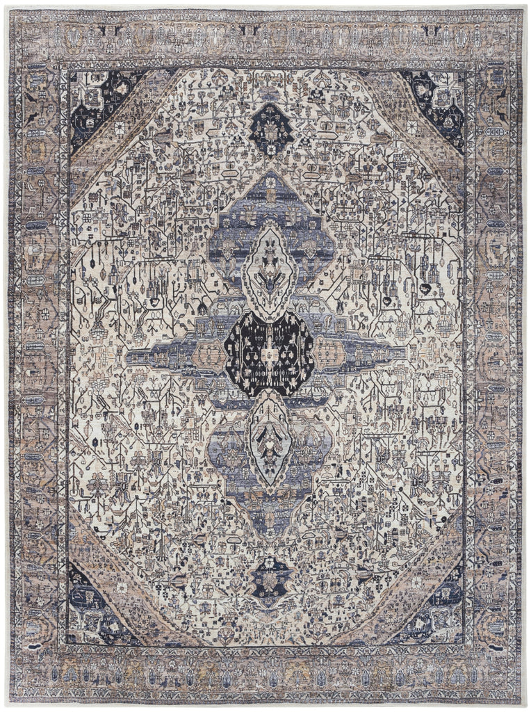 Nourison Grand Washables GRW05 Ivory Blue Area Rug main image