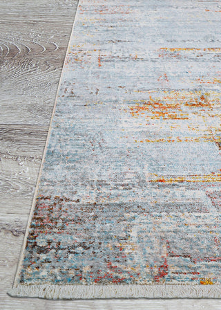 Couristan Halli Modern Edge Sky Blue / Multi Area Rug Corner Image