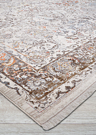 Couristan Halli Floral Kashan Beige/Mocha Area Rug Close Up Image