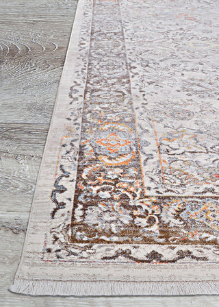 Couristan Halli Floral Kashan Beige/Mocha Area Rug Corner Image