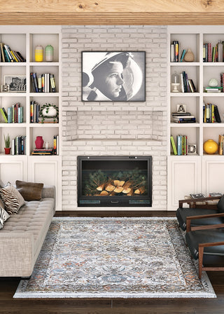 Couristan Halli Floral Kashan Beige/Mocha Area Rug Lifestyle Image Feature