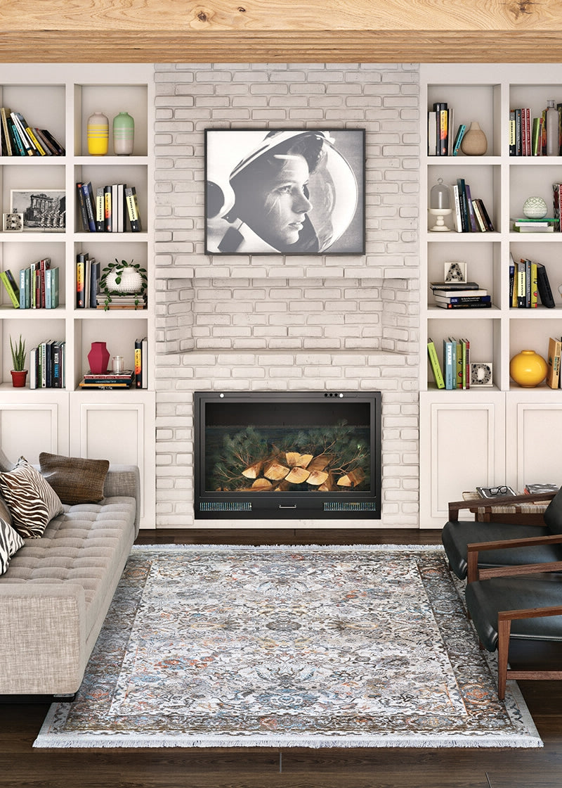Couristan Halli Floral Kashan Beige/Mocha Area Rug Lifestyle Image Feature