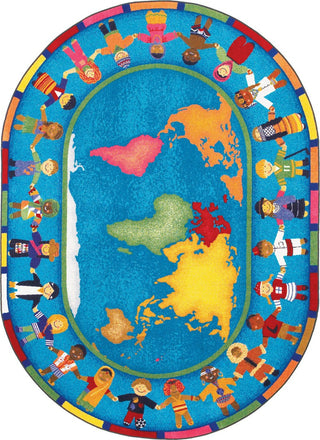 Joy Carpets Kid Essentials Hands Around the World Multi Area Rug