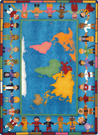 Joy Carpets Kid Essentials Hands Around the World Multi Area Rug