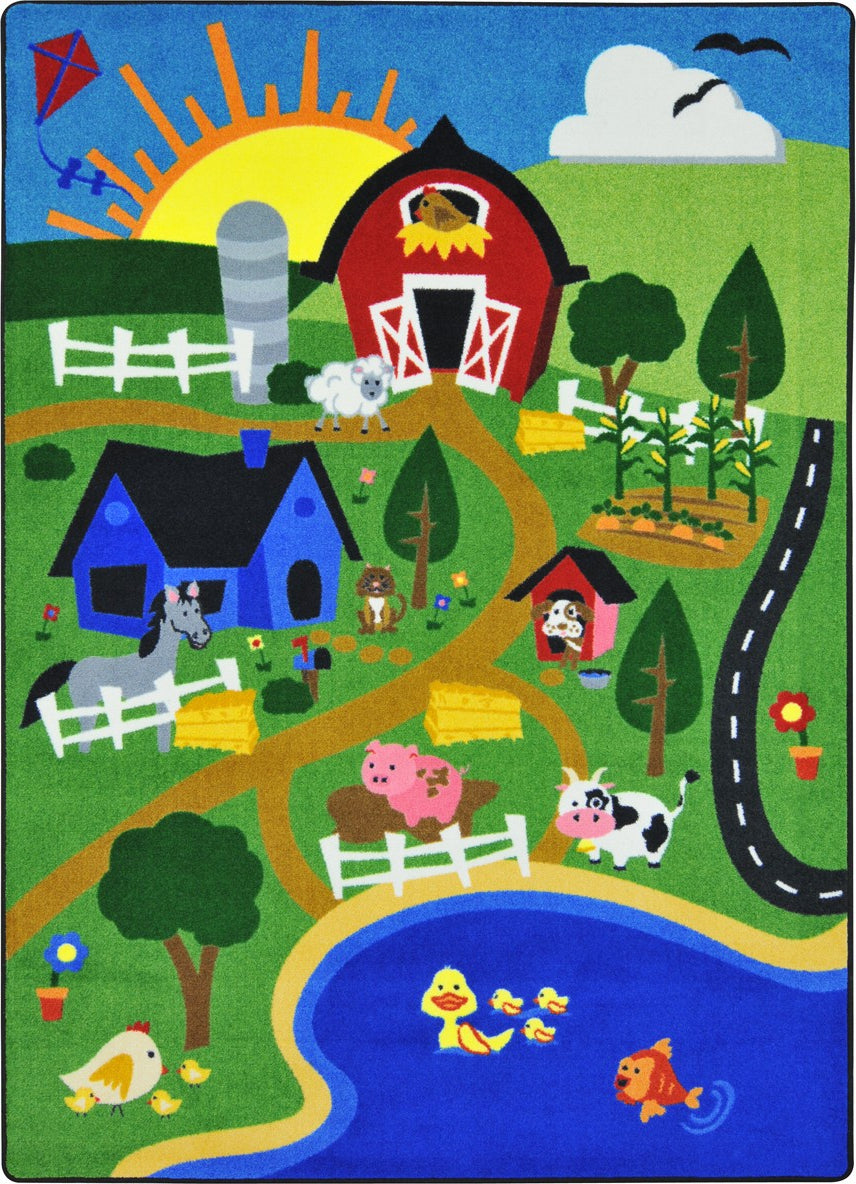 Joy Carpets Kid Essentials Happy Farm Multi Area Rug