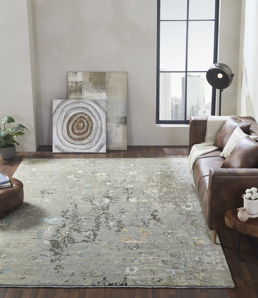 Ancient Boundaries Harvest HAR-1140 Soft Grey Tones Area Rug Closeup Image
