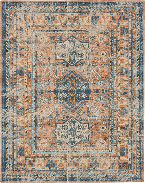 Karastan Zula Haykota Terracotta/Rust Blue Area Rug – Incredible Rugs ...
