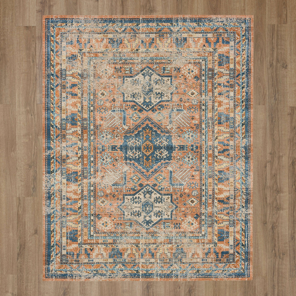 Karastan Zula Haykota Terracotta/Rust Blue Area Rug Incredible Rugs