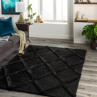 Livabliss Hudson Shag HDS-2300 The Prominent Colors In This Home Decor Item Are: 'charcoal Area Rug Room Scene